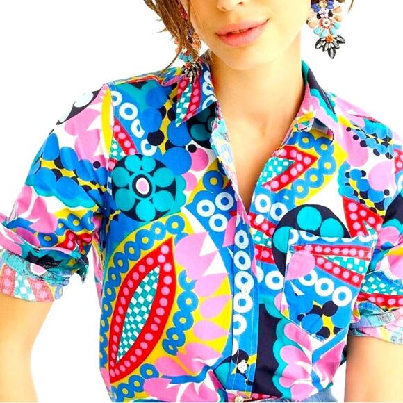 J. Crew Classic-fit boy shirt in Ratti® kaleidoscope floral button down sz 6 - Picture 1 of 6
